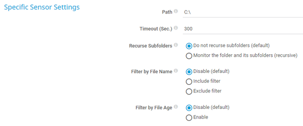 Specific Sensor Settings